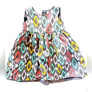 Grey diamond print cartes dress size‎ 12m Easter church spring rainbow